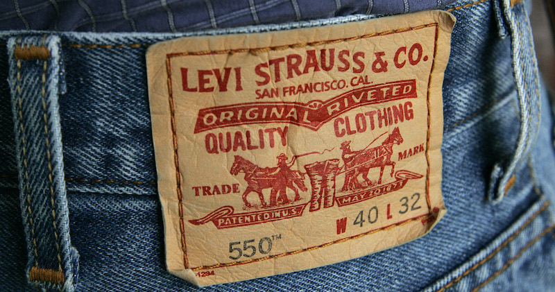**FILE** The familiar red tag from a pair of Levi's 550 jeans is seen in this Oct. 11, 2005 file photo, in San Francisco. Levi Strauss & Co. is expected to release quarterly earnings on Tuesday, April 10, 2007. (AP Photo/Ben Margot, file)