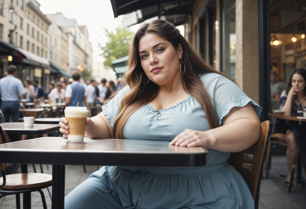 personne ronde en terrasse