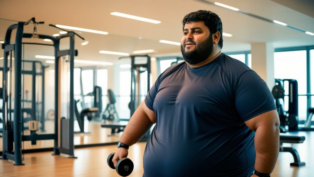 homme fort à la salle de sport