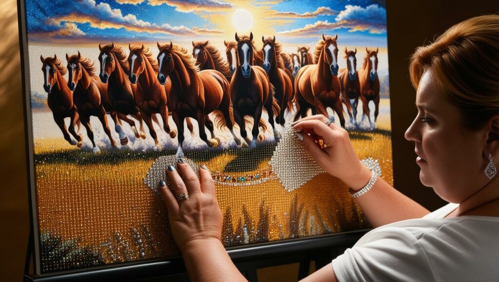 peintre chevaux diamants